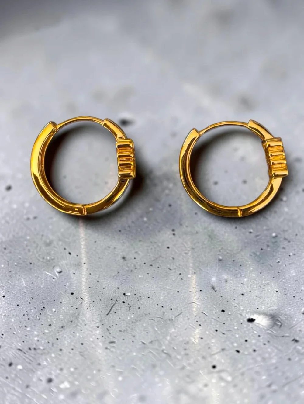 Gold Anagram Huggie Hoops